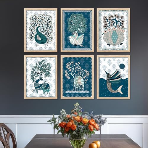 walllane - Madhubani Modern wall art painting with frame for home decoration/Wall decor paintings for living room, Framed poster (10x13 inch, F) - Image 5