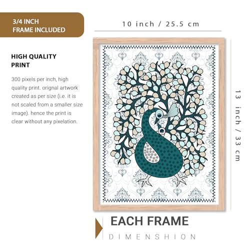 walllane - Madhubani Modern wall art painting with frame for home decoration/Wall decor paintings for living room, Framed poster (10x13 inch, F) - Image 2