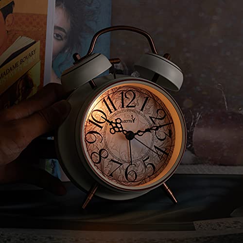 FLOITTUY Loud Alarm for Deep Sleepers 4'' Retro Twin Bell Alarm Clock with Backlight for Bedroom and Home Decoration(Retro White) - Image 4