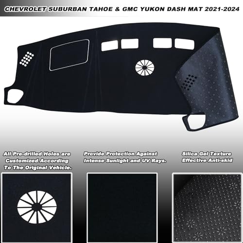 KEEGTBOX Dash Mat Cover Interior Dashboard Protector pad Compatible with Chevrolet Suburban/Tahoe & GMC Yukon (Excluding Yukon Denali) 2021-2024 Dashboard Mat Cover Pad Carpet Protector - Image 3