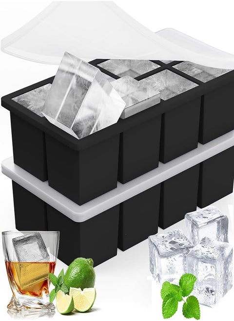 Ice Cube Tray 2 Packs of Silicone Ice Cube Molds 2 Inch Square Ice Cube Tray for Juice, Water and More