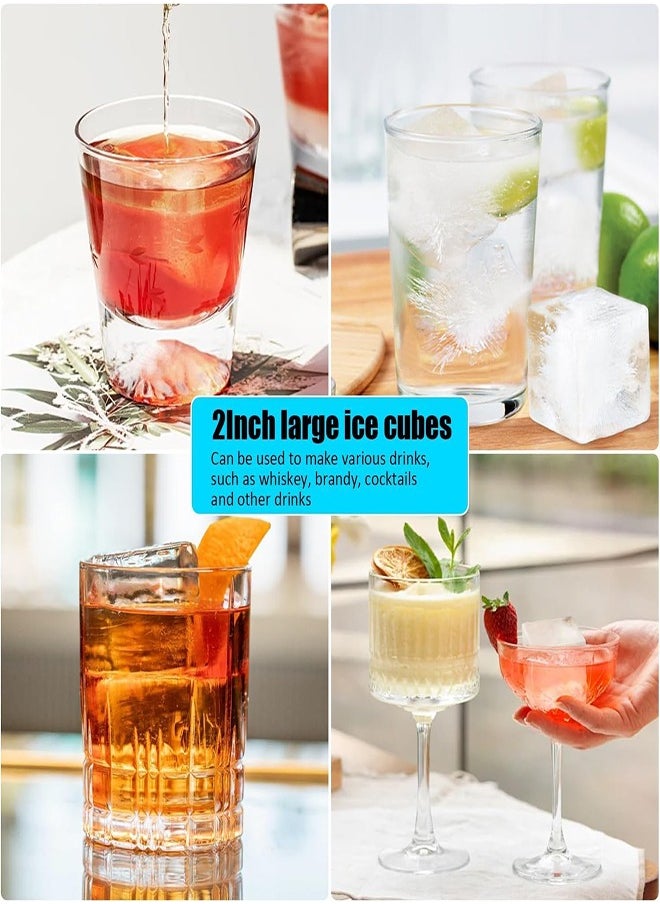 DMG TECH - Ice Cube Tray 2 Packs of Silicone Ice Cube Molds 2 Inch Square Ice Cube Tray for Juice, Water and More - Image 1