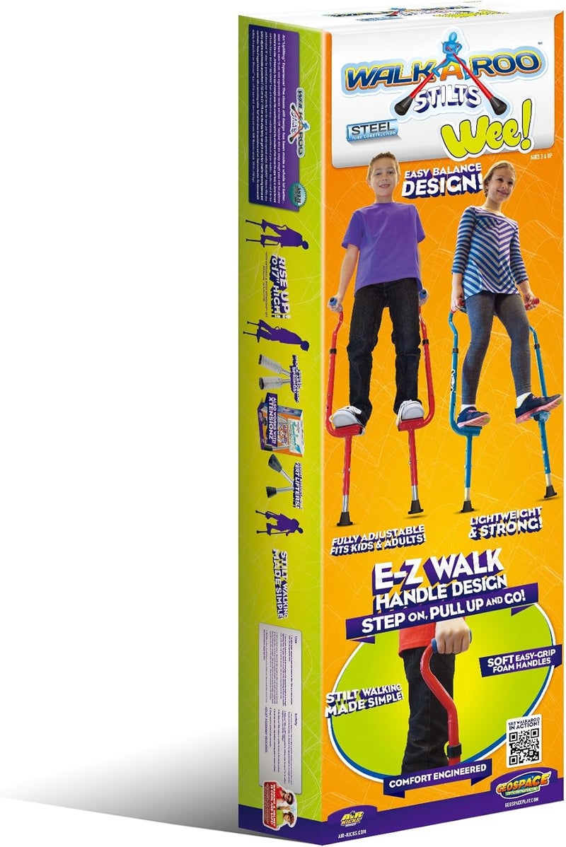 Geospace Adjustable Walkaroo Steel Wee Balance Stilts for Kids - Indoor/Outdoor Play, Exercise, Steel Stilts for Kids- Up to 120 lbs, Height Adjustable Walking Stilts, Kids Stilts -RED - Image 4