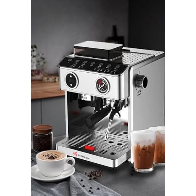 Mebashi Commercial Coffee Machine With Touch Screen Dual Boiler  BuiltIn Grinder 20 Bar Steel MeCcm20612800W - Image 5