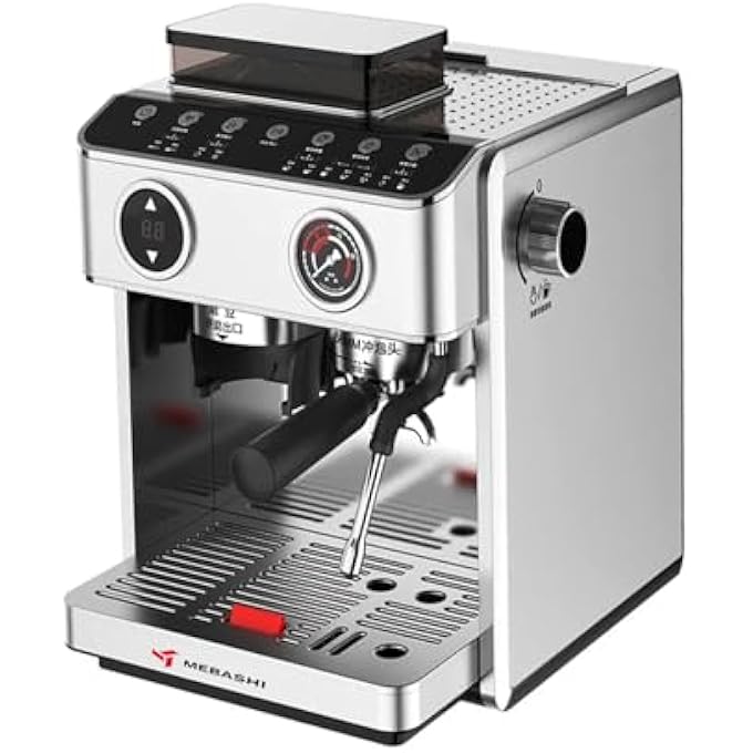 Mebashi Commercial Coffee Machine With Touch Screen Dual Boiler  BuiltIn Grinder 20 Bar Steel MeCcm20612800W - Image 3