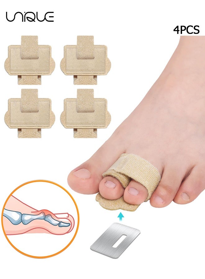 Unique 4 Pcs Hammer Toe Straightener Corrector Wrap - Hammer Toe Straightener for Women & Men - Toe Splint Built-in Aluminum Plate Reusable Fabric Hammer Toe Wraps for Broken Overlapping Crooked Curled Toe and Align Hallux Valgus - Image 1