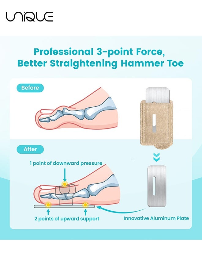 Unique 4 Pcs Hammer Toe Straightener Corrector Wrap - Hammer Toe Straightener for Women & Men - Toe Splint Built-in Aluminum Plate Reusable Fabric Hammer Toe Wraps for Broken Overlapping Crooked Curled Toe and Align Hallux Valgus - Image 3