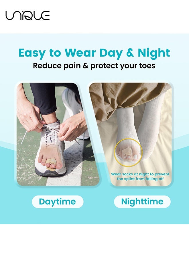 Unique 4 Pcs Hammer Toe Straightener Corrector Wrap - Hammer Toe Straightener for Women & Men - Toe Splint Built-in Aluminum Plate Reusable Fabric Hammer Toe Wraps for Broken Overlapping Crooked Curled Toe and Align Hallux Valgus - Image 5