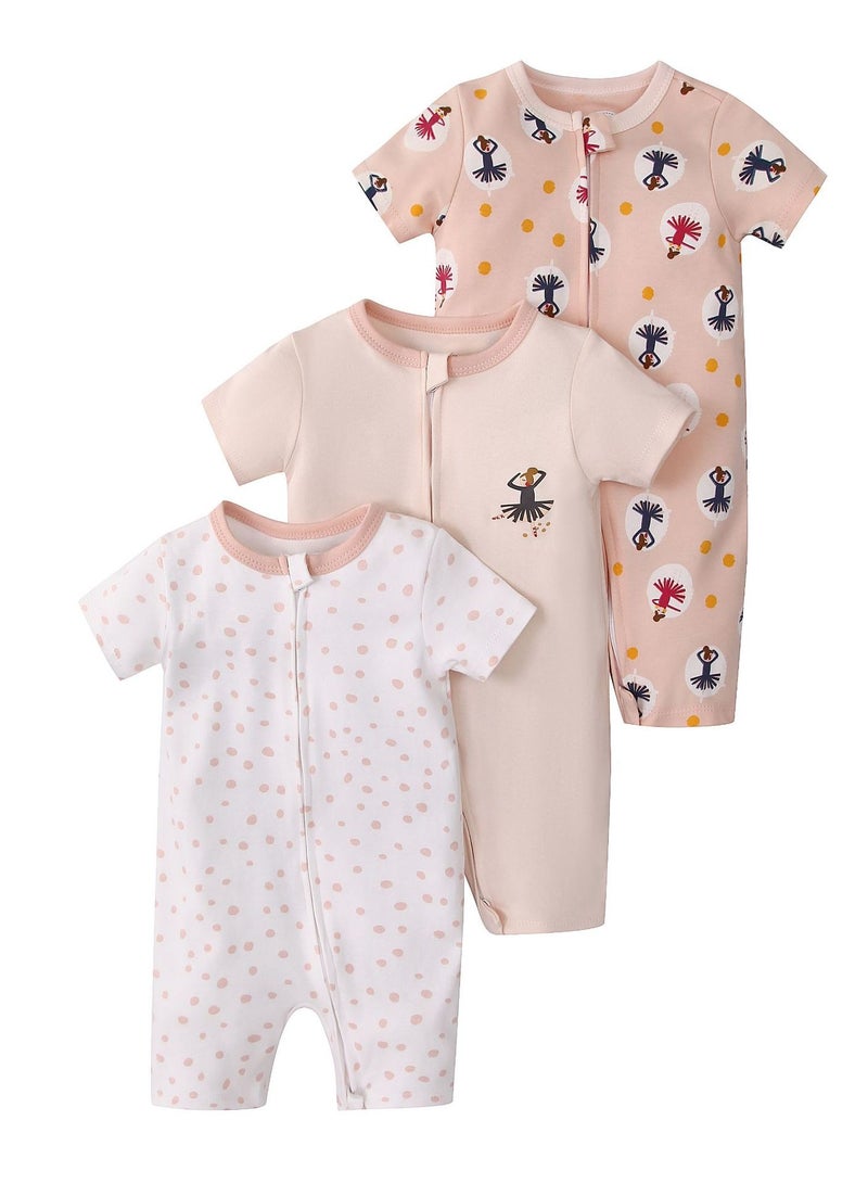 CICILADY Baby 3-Pack Short-Sleeve Onesies Bodysuit Baby Boy Girl Cotton Short Sleeve Zipper Rompers Infant 2-way Zippers Comfy Summer Jumpsuit