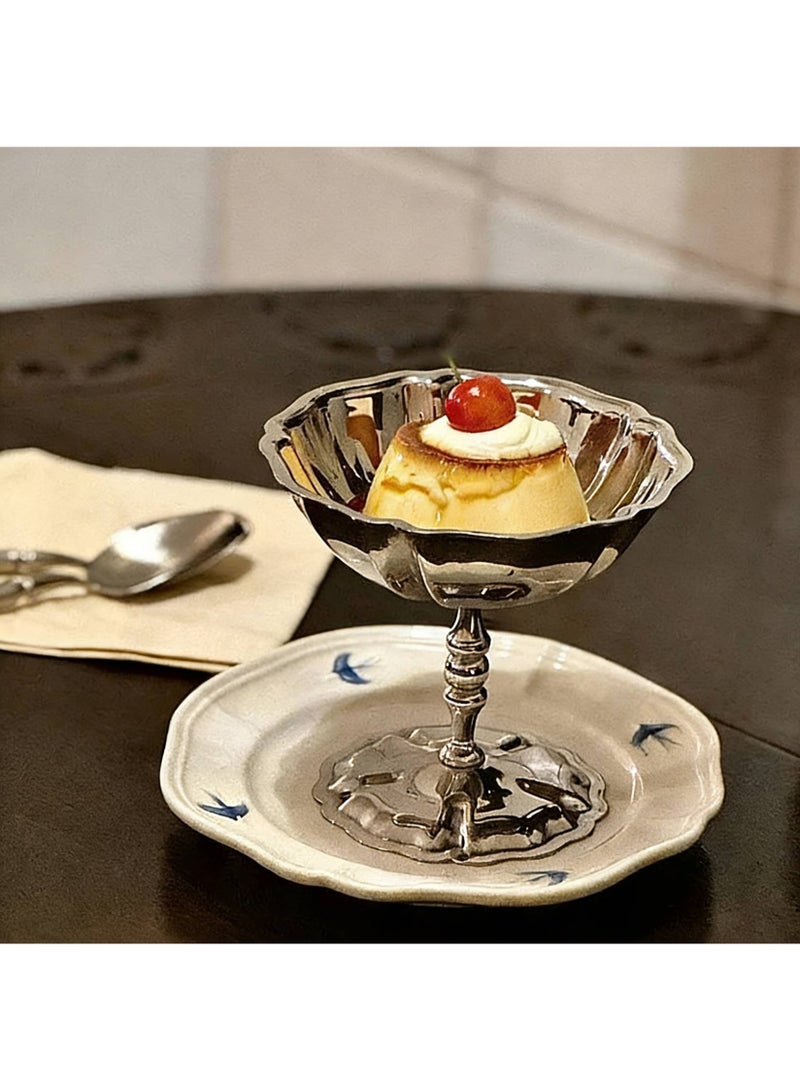 Multifunctional Stainless Steel Dessert Bowl Cup, Elegant Ice Cream Fruit and Salad Cup, Suitable for Pudding Snacks Afternoon Tea and More, Rust-Resistant Stable & Durable Material for All Seasons & Occasions, Easy to Clean Washer Safe