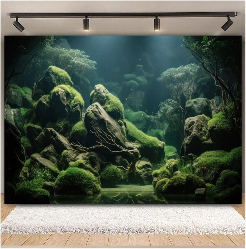 Fish Tank Background Underwater World Seabed Backdrop Photography Ocean Undersea Fish Coral Aquarium Tank Background(Color8,270x180cm) - Image 1