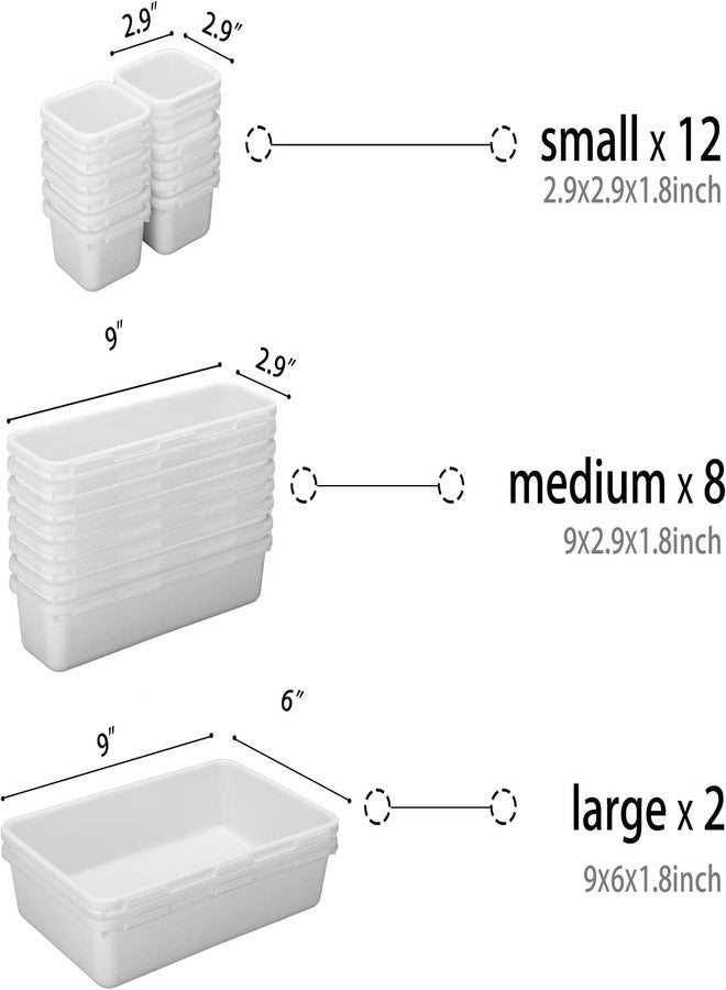 Surfexa 15pcs Household Drawer Organizers Dustproof Desk Stationery Storage Box Women Makeup Organizer for Kitchen Bathroom accessories | White - Image 3