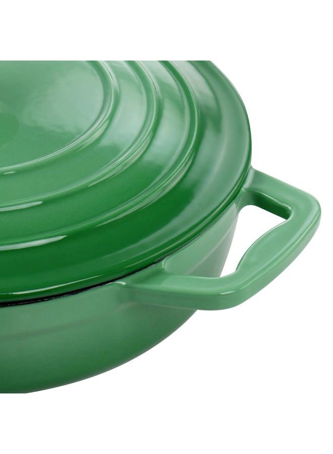 MegaChef 2 Quart Round Enameled Cast Iron Braiser Pan (Green) - Image 5