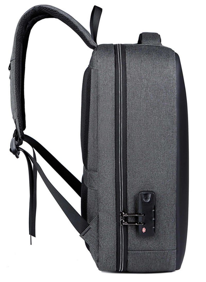 Hike Semi Hard Laptop Backpack with Built in combination lock and USB port Water Resistant 17-inch Unisex Daypack for Travel, Office and Business, HK605 BLUE - Image 5