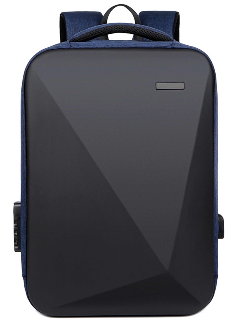 Hike Semi Hard Laptop Backpack with Built in combination lock and USB port Water Resistant 17-inch Unisex Daypack for Travel, Office and Business, HK605 BLUE - Image 3