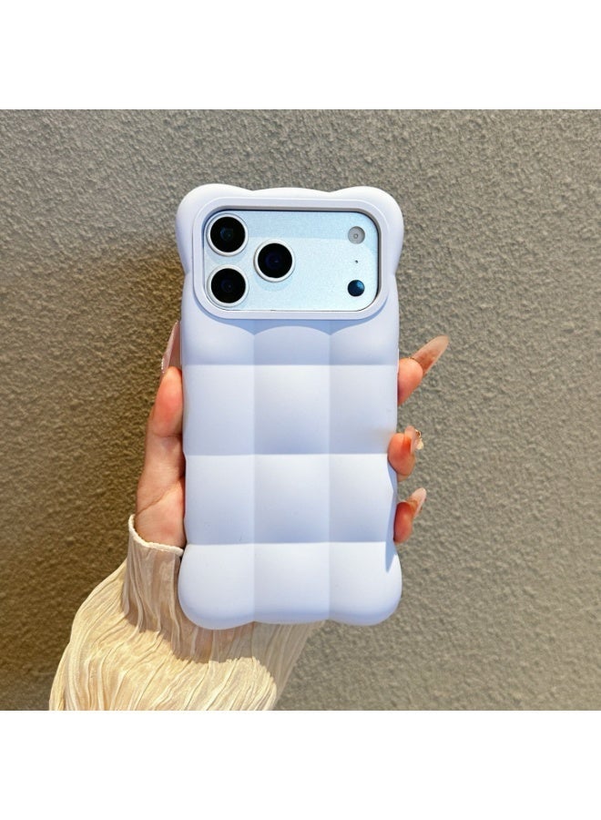 3D Grid Liquid Silicone Phone Case for iPhone 17 Pro Max / 17 Pro, Flocking Lining Anti-Fingerprint Shockproof Solid Color Cover - Image 2