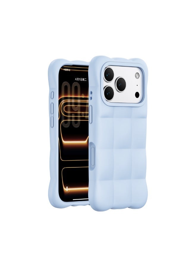 3D Grid Liquid Silicone Phone Case for iPhone 17 Pro Max / 17 Pro, Flocking Lining Anti-Fingerprint Shockproof Solid Color Cover - Image 1
