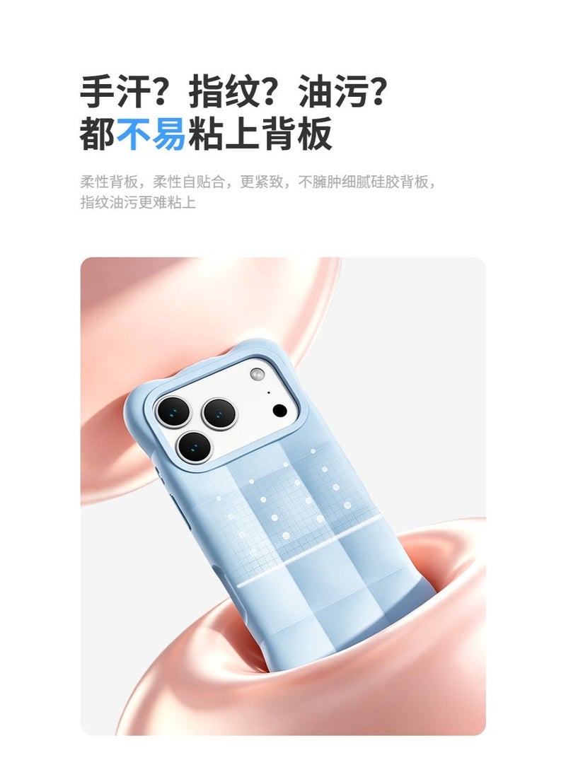 3D Grid Liquid Silicone Phone Case for iPhone 17 Pro Max / 17 Pro, Flocking Lining Anti-Fingerprint Shockproof Solid Color Cover - Image 4