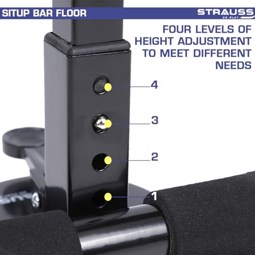 STRAUSS Sit-Up Bar | Portable Bar with Foam Handle and Rubber Suction | Push-ups Assistant Device for Weight Loss | Ideal for Abs Home Workout & Abdominal Curl Exercise Trainer, (Black) - Image 4