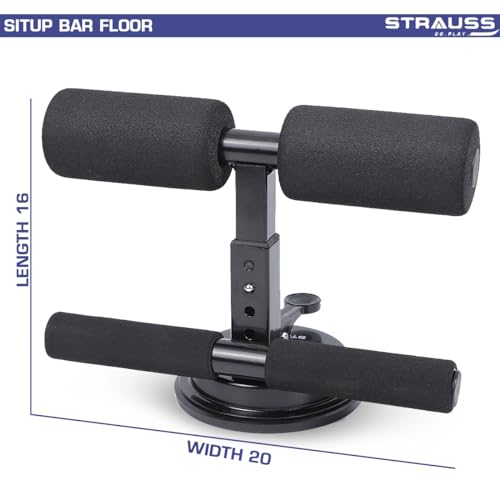 STRAUSS Sit-Up Bar | Portable Bar with Foam Handle and Rubber Suction | Push-ups Assistant Device for Weight Loss | Ideal for Abs Home Workout & Abdominal Curl Exercise Trainer, (Black) - Image 2