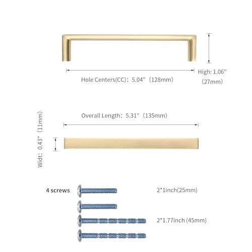 KNOKLOCK 10 Pack 5 Inch(128mm) Kitchen Cabinet Handles Brushed Gold Cabinet Pulls Kitchen Cabinet Hardware Drawer Pulls for Dresser Cupboard Wardrobe - Image 2