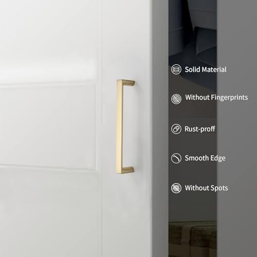 KNOKLOCK 10 Pack 5 Inch(128mm) Kitchen Cabinet Handles Brushed Gold Cabinet Pulls Kitchen Cabinet Hardware Drawer Pulls for Dresser Cupboard Wardrobe - Image 3