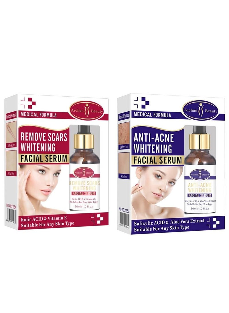 Aichun beauty AICHUN BEAUTY Anti-Acne Facial Serum Aloe Vera Extract Salicylic Acid Repairs Damaged Skin 30ml, Scar Removal Facial Serum Pimples Stretch - Image 1
