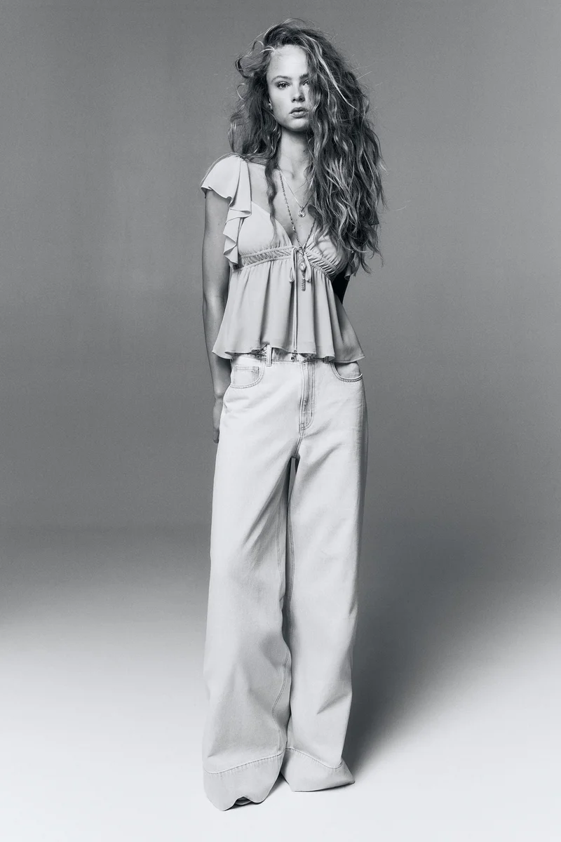 H&M Flutter-sleeved chiffon blouse