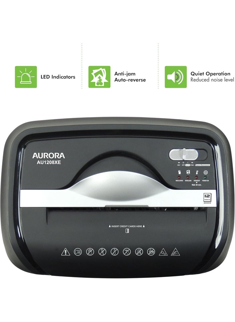 AURORA Aurora AU1208XE AntiJam 12Sheet Crosscut PaperCredit Card Shredder with 48 Gallon Wastebasket  - Image 5