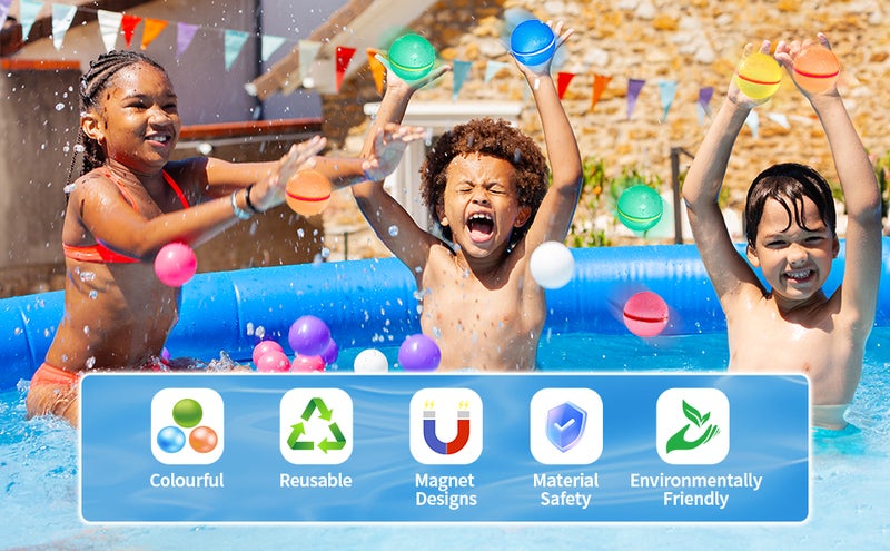 12pack Reusable Water Balloons, Self-closing, Water Toys for Summer Outdoors for Children and Adults, Magnetic Water Balloons Suitable for Children - Image 4