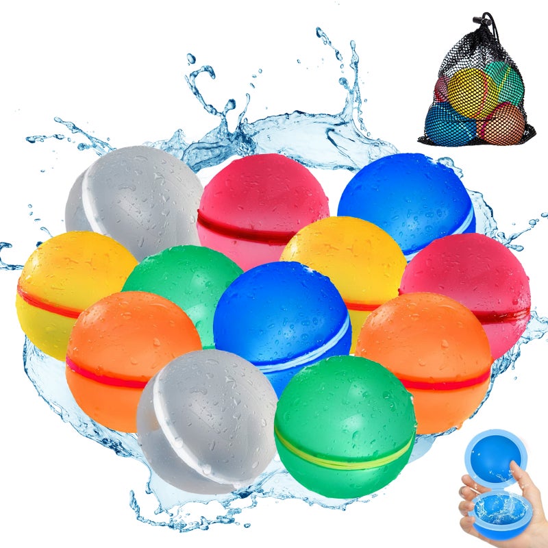 12pack Reusable Water Balloons, Self-closing, Water Toys for Summer Outdoors for Children and Adults, Magnetic Water Balloons Suitable for Children - Image 1