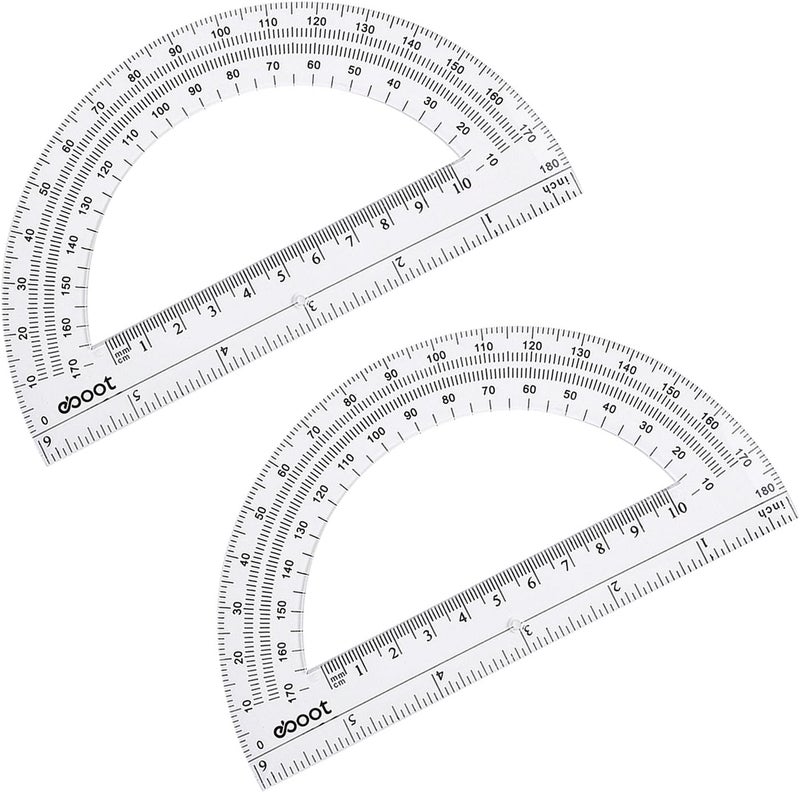 eBoot Plastic Protractor Math Protractors 180 Degrees, 6 Inch, Pack of 2 (Clear) - Image 4