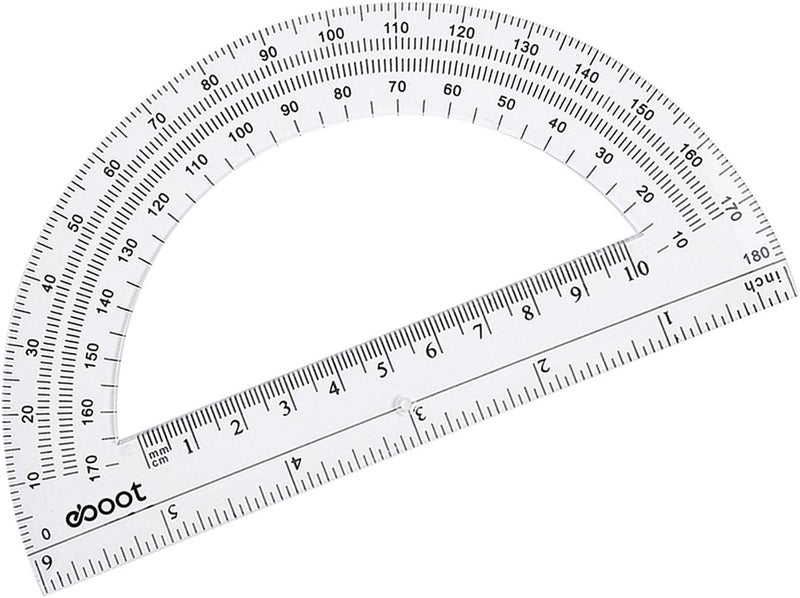 eBoot Plastic Protractor Math Protractors 180 Degrees, 6 Inch, Pack of 2 (Clear) - Image 3