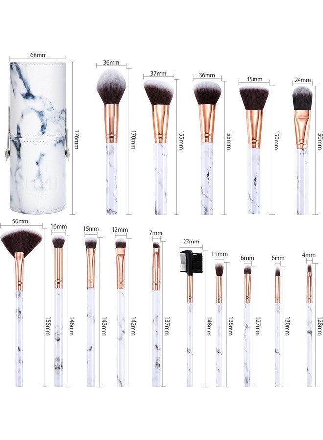 DUAIU Makeup Brushes Set Make Up Brushes Professional 15Pcs Marble Makeup Brush Set For Foundation Powder Concealers And Eyeshadow With Exquisite Marble Bucket Gift Box… - Image 2