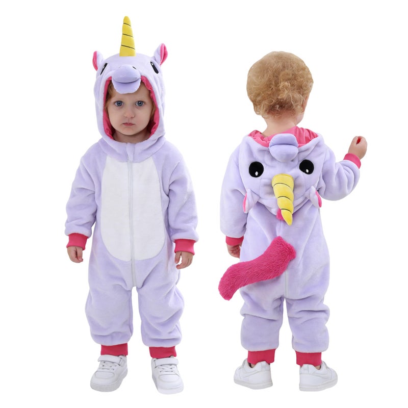 TONWHAR Infants Toddlers Halloween Cosplay Unicorn Costume Kids Animal Outfit Snowsuit4TPurple Unicorn - Image 2