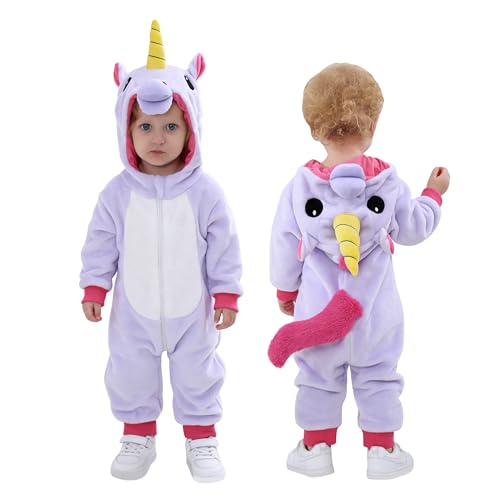 TONWHAR Infants Toddlers Halloween Cosplay Unicorn Costume Kids Animal Outfit Snowsuit4TPurple Unicorn - Image 1