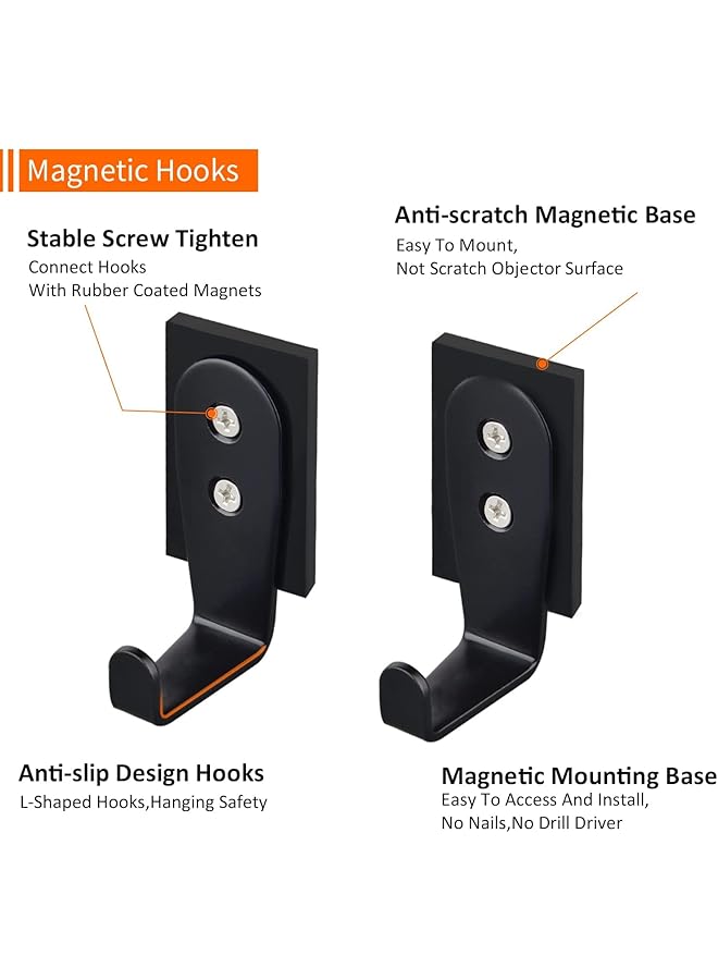 erorex 2Packs Strong Magnetic Hooks Heavy Duty Magnetic Wreath Hanger Rectangle Rubber Coated Magnet Hooks For Metal Door Refrigerator Wreaths Party Hanging Bag Grill Kitchen - Image 2