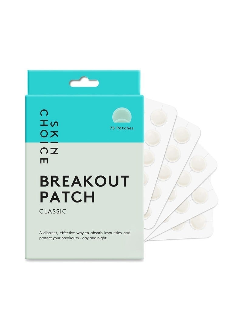 SKIN CHOICE SkinChoice Breakout Patch Classic - Pack of 75 - Hydrocolloid Pimple Patches - Vegan, Fragrance-free, Gluten-free, Latex-free, Parabens-free, Sulfates-free, Cruelty-free for Face and Body - Image 1