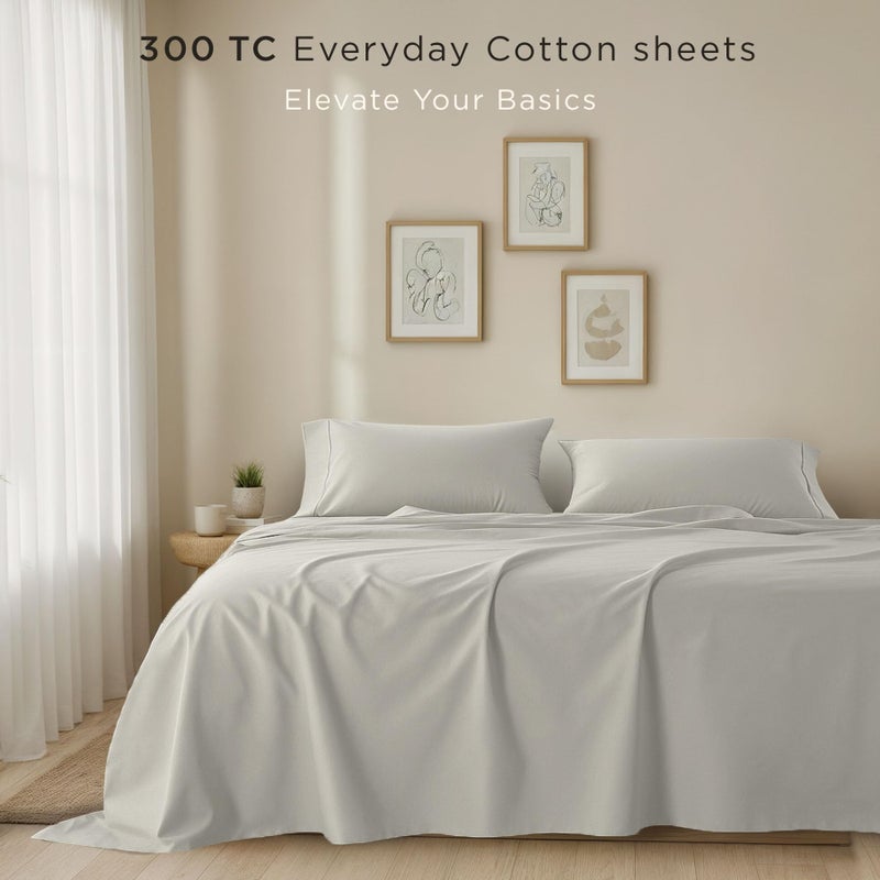 Threadmill 100% Cotton Twin Sheet Set | Soft Breathable 3-Piece Cooling Sheet Set | Light Grey - Image 2