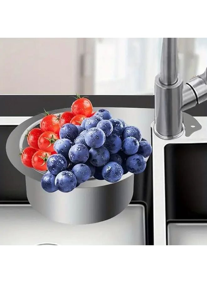 1pc Stainless Steel Swan Sink Filter Basket Multipurpose Triangular Drain Rack - Image 1