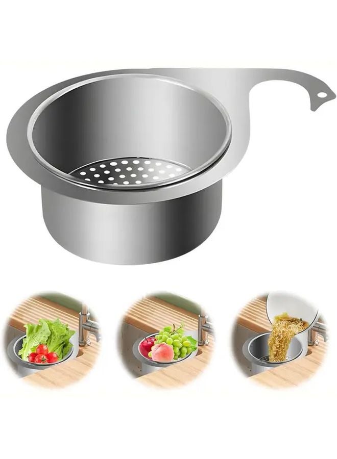 1pc Stainless Steel Swan Sink Filter Basket Multipurpose Triangular Drain Rack - Image 2