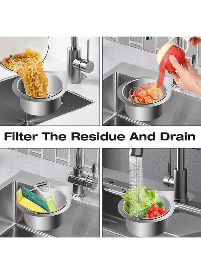 1pc Stainless Steel Swan Sink Filter Basket Multipurpose Triangular Drain Rack - Image 5