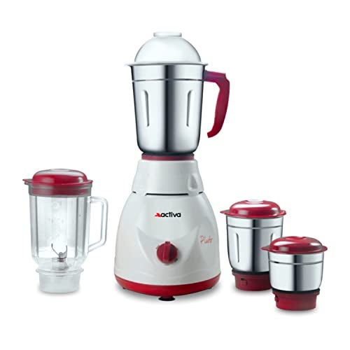 ACTIVA Pluto Pro Plus Mixer Grinder 22 MM Heavy Duty Motor 650W, 4 Jars (White) 2 Year Warranty - Image 1