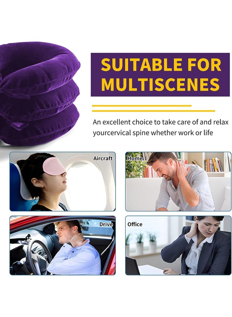 شابية جهاز شد الرقبة لتخفيف آلام الرقبة، دعامة رقبة قابلة للنفخ وقابلة للتعديل، جهاز شد الرقبة لتخفيف الضغط على الرقبة وتوترها (أرجواني) - Image 4