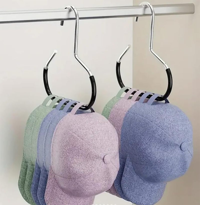 MosQuick® 2 pcs Multipurpose Hangers Anti-slip Oval hooks for hanging clothes Stainless steel Space saving hanger for wardrobe round hooks for hanging ties belts scarves dupattas caps (silver & black) - Image 3