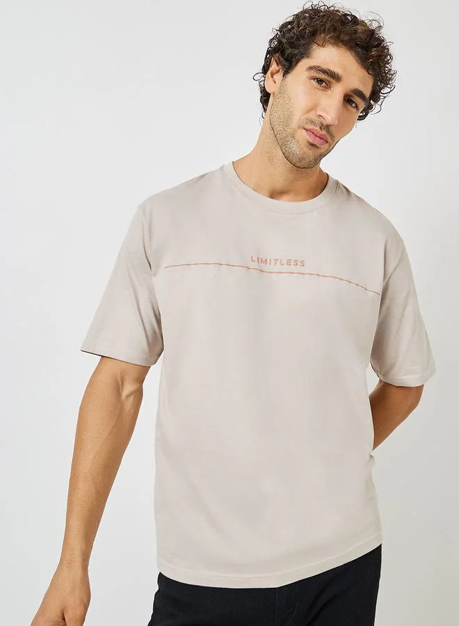 Styli Oversized Print Detail Cotton T-Shirt