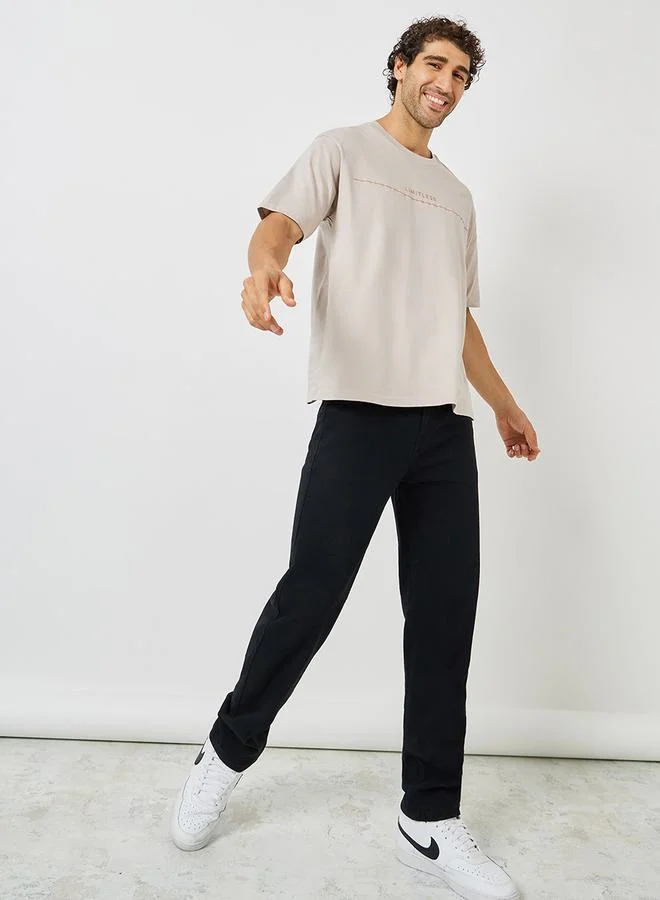 Styli Oversized Print Detail Cotton T-Shirt