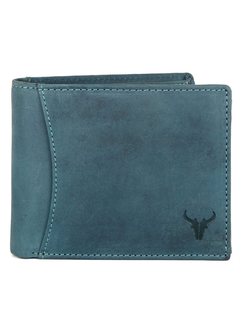 إخفاء نابا محفظة جلدية زرقاء من NAPA HIDE للرجال I 2 حجرة سرية I 6 فتحات لبطاقات الائتمان/الخصم I 2 حجرة للعملات I 3 نوافذ شفافة لبطاقة الهوية I 1 جيب للعملات المعدنية وجيب بسحاب - Image 2