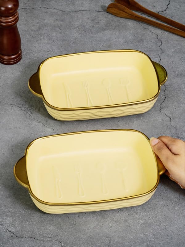 ROXX Porcelain Rectangle Platter Set of 2pcs RX-6368-Y - Image 2