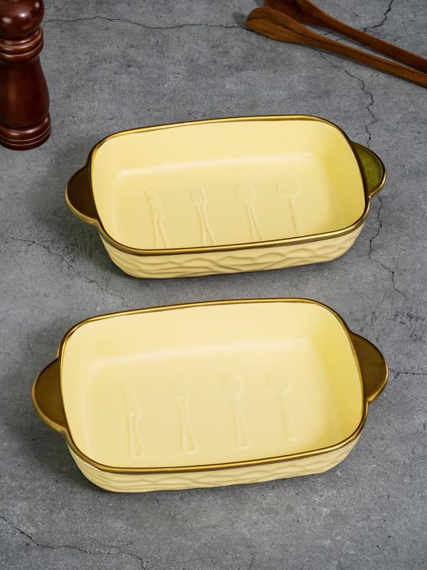 ROXX Porcelain Rectangle Platter Set of 2pcs RX-6368-Y - Image 1
